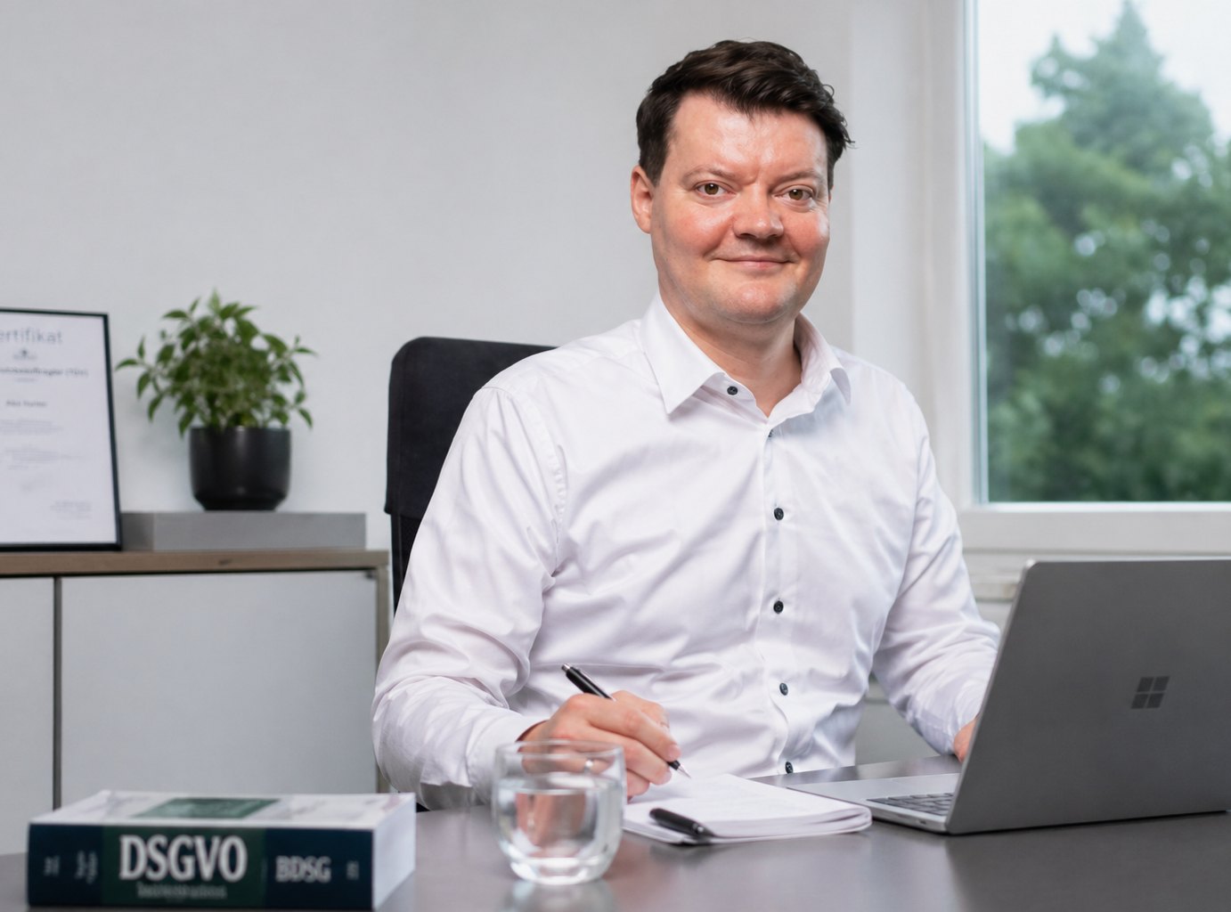Sandro Swoboda an seinem Arbeitsplatz